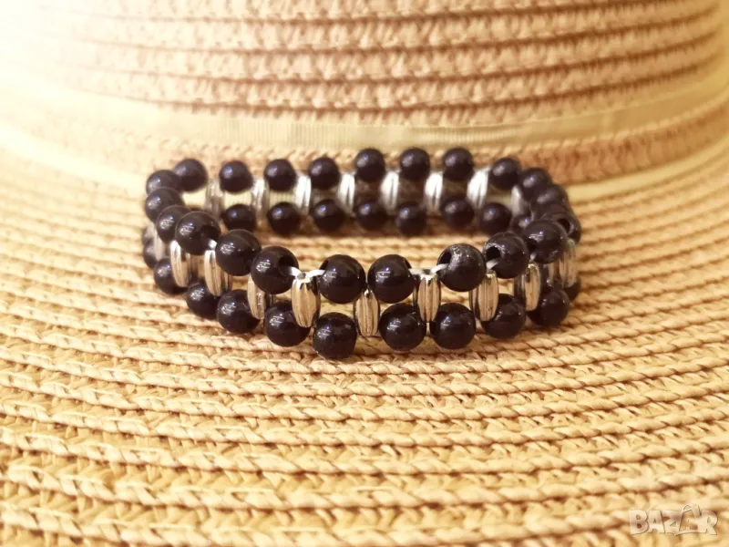 🏷️ Гривна / цвят: перлено черен и сив, снимка 1