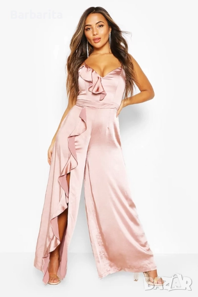 Сатенен гащеризон размер М/38 цвят пудра, снимка 1