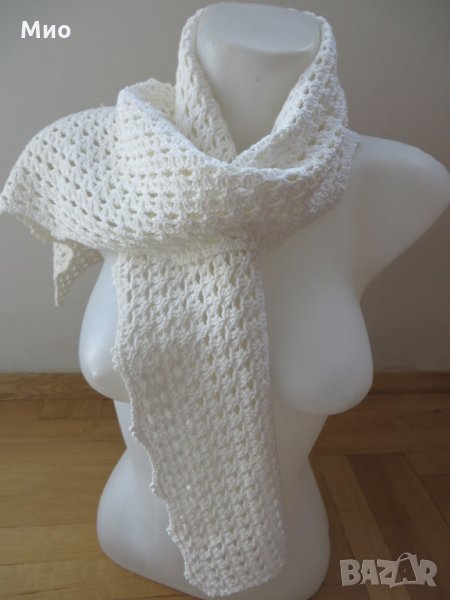 Нов ажурен шал, бял, снимка 1