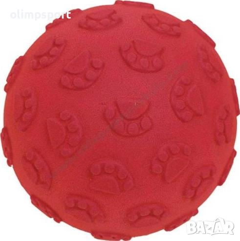 Тъмночервена гумена топка, с релефни мечешки лапички и с диаметър 20 см., снимка 1