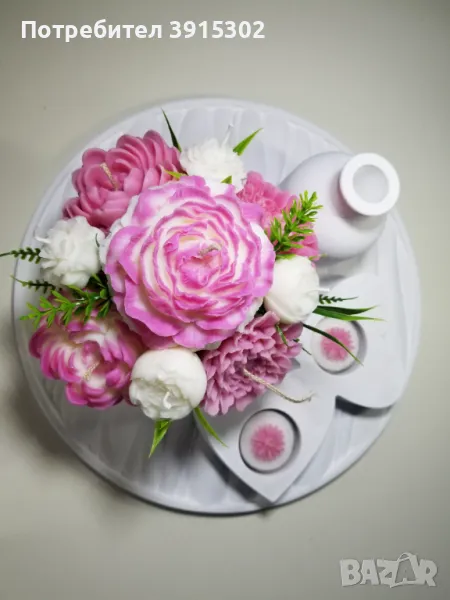 Ръчно изработени подаръчни комплекти от гипсокерамика със свещи от 100% соев восък, снимка 1