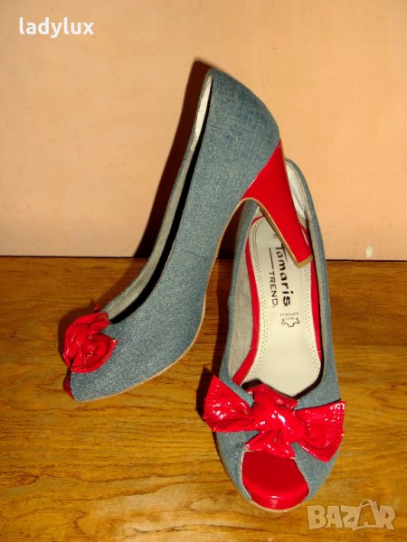 Tamaris, с червени лачени токчета, 38-ми номер. Код 1060, снимка 1