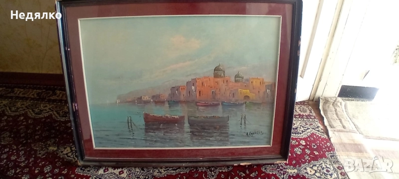 Стара картина,масло на платно,голяма,красива, снимка 1