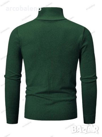 Мъжки ежедневен едноцветен пуловер с половин цип и стояща яка, 10цвята , снимка 3 - Пуловери - 42784816
