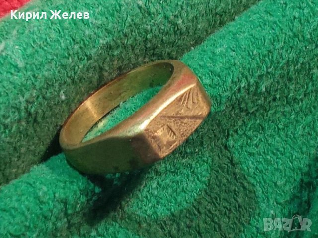 Стар Бронзов ПРЪСТЕН ПОЗЛАТЕН ОРНАМЕНТИРАН ФИНА РЪЧНА МАЙСТОРСКА ИЗРАБОТКА РЕТРО БИЖУ 18035, снимка 2 - Антикварни и старинни предмети - 33475911