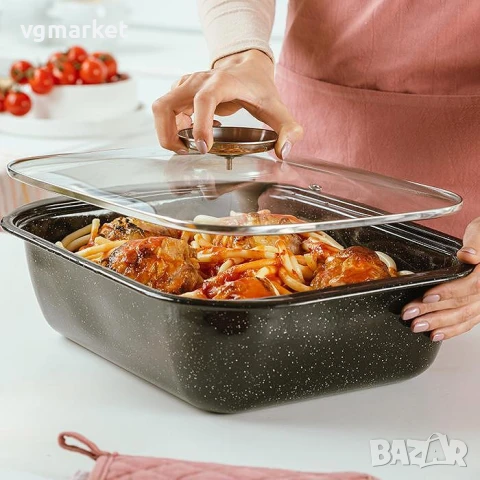 Правоъгълен гювеч с емайлово покритие 41/30см, снимка 6 - Съдове за готвене - 51124509