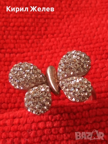 КРАСИВ ПОЗЛАТЕН СРЕБЪРЕН ПРЪСТЕН ПЕПЕРУДА СРЕБРО 925 с ДЕБЕЛА ЖЪЛТА ПОЗЛАТА и ИСКРЯЩИ ЦИРКОНИ 48355, снимка 11 - Пръстени - 50417455