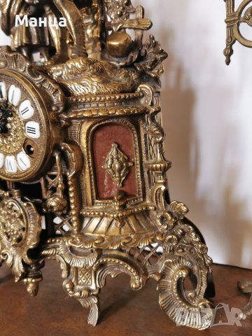 Каминен часовник бронзов , снимка 6 - Антикварни и старинни предмети - 36685540