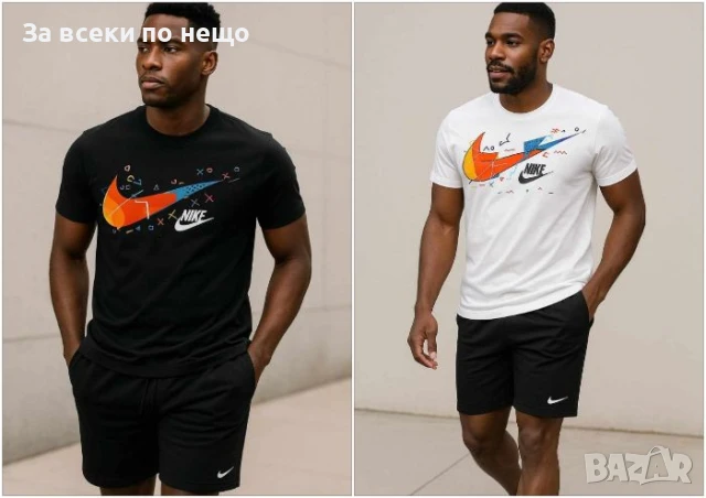 Nike Мъжки Памучен Къс Комплект👕🩳Мъжки Летен Екип Тениска И Къси Панталонки Найк-2 Цвята Код B358
