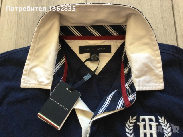 НОВА оригинална синя ръгби поло фланела блуза TOMMY HILFIGER размер L, снимка 5 - Блузи - 51801107
