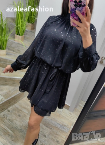 Рокля с бляскави частички цветове, снимка 6 - Рокли - 52692561