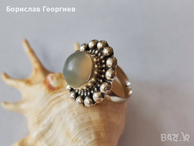 Сребърен пръстен с лунен камък, снимка 4 - Пръстени - 44366909