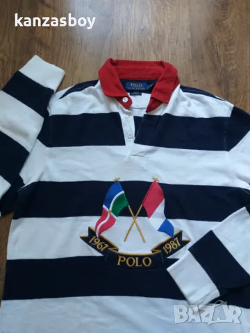 polo ralph lauren Rare Cross flag navy striped polo - страхотна мъжка блуза S, снимка 4 - Блузи - 48501873