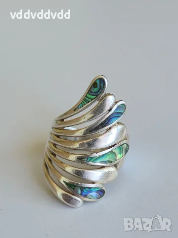 Сребърен пръстен с Кралски седеф проба 925, снимка 3 - Пръстени - 55777831