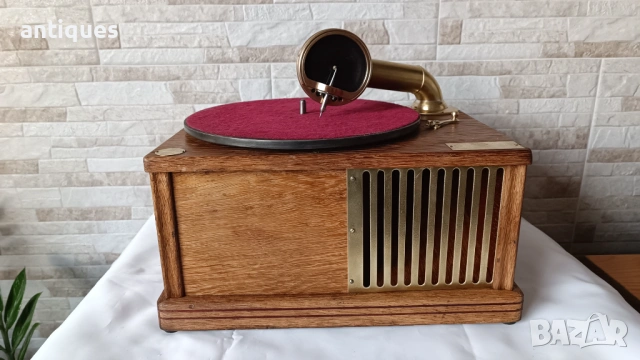 Стар грамофон с манивела - EUFON - 1909г. - Made in Hungary, снимка 5 - Антикварни и старинни предмети - 53992504