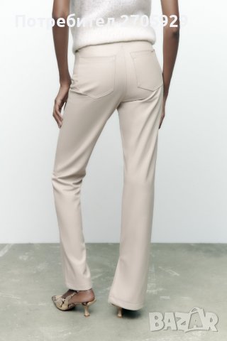 Нов Zara кожен панталон с цепки, размер 38(S/M), снимка 4 - Панталони - 42526902