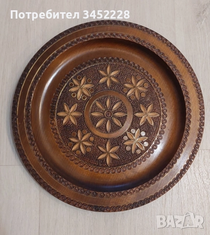 пано дървено инкрустирано с месинг за ценители 26см отлично , снимка 4 - Декорация за дома - 52378614