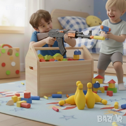 Играчка автомат AK-47 Калашников – 63 см, с меки патрони и мишени, снимка 3 - Други - 52820268