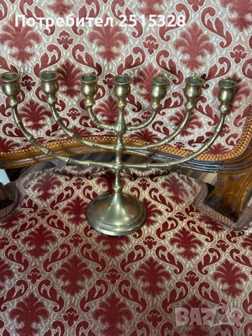 стар месингов еврейски свещник менора