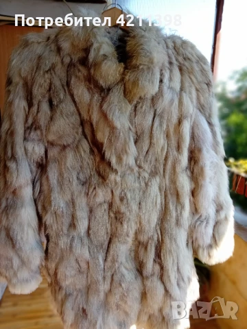 Кожено палто сребърна лисица