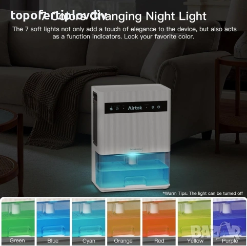 Влагоабсорбатор Airtok 3L Dehumidifier,Гаранция, снимка 5 - Влагоабсорбатори и влагоуловители - 53251227