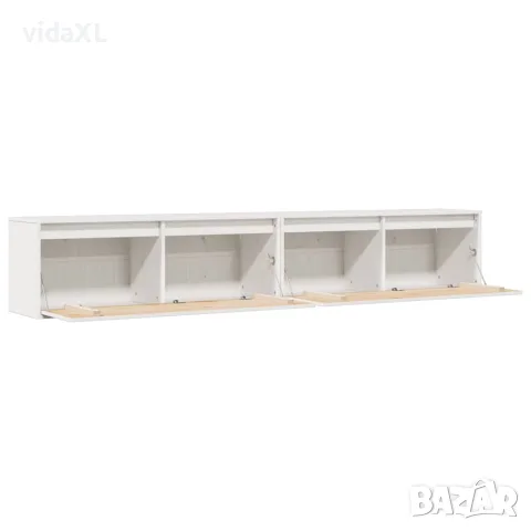 vidaXL Стенни шкафове, 2 бр, бели, 100x30x35 см, бор масив, снимка 4 - Шкафове - 56147992