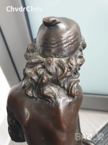 Boverie статуетка 36см-4кг/френска бронзова скулптура/фигура на момче с книга край море, снимка 11 - Статуетки - 54166045