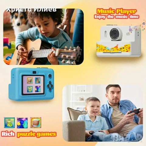 Дигитален фотоапарат детска камера за моментални снимки стил Paloroid с дисплей Розов, снимка 4 - Фотоапарати - 50488380