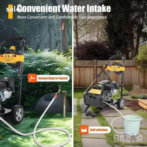 7.5HP бензинова водоструйка 420cc водоструйка 3400 RPM преносима бензинова водоструйка с 5 бързосъед, снимка 4 - Водни помпи - 55968846