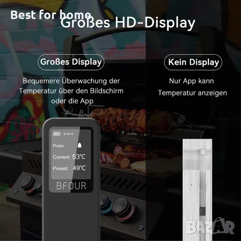 BFOUR BF-30 PRO Термометър за месо Безжичен, снимка 3 - Аксесоари за кухня - 56332655