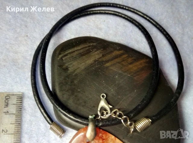 РАЗКОШНО ВИНТИДЖ АРТ КОЛИЕ с МЕДАЛЬОН от ПОЛИРАН КВАРЦ ХЕНД-МЕЙД БИЖУ 11833, снимка 3 - Колиета, медальони, синджири - 51360689