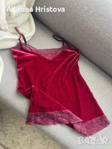 Рокля / нощница нощница размер Л велур и дантела, снимка 3 - Рокли - 49578023