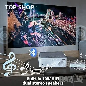 Проектор THREE ANTS Full HD Supporto 4K 1080P Native, 5G WiFi Bluetooth, домашно кино, снимка 5 - Плейъри, домашно кино, прожектори - 48787767