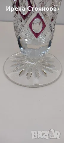 Винтидж кристална ваза, оловен кристал, Германия. 25 см, снимка 11 - Вази - 47824671