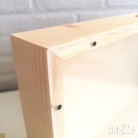 Дървена кутия рамка с прозрачен капак за събиране на коркови тапи и др, снимка 4 - Декорация за дома - 44783671
