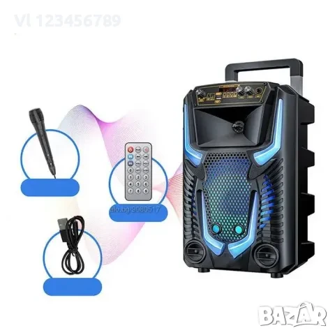 Караоке Тонколонa PZX GZ-8908, 8 ”, Bt,USB, FM,SD Card, Aux