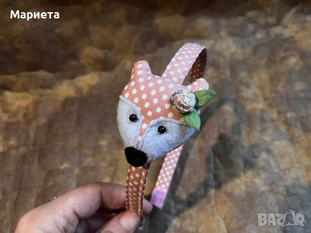 Диадема с лисица в оранжево и розово диадеми Аксесоари за коса Ръчна Изработка, снимка 3 - Аксесоари за коса - 47275101