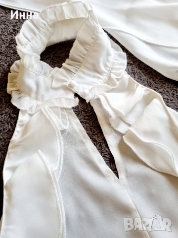 Бял топ S-M размер с гол гръб и рамена волани шал панделка , снимка 2 - Корсети, бюстиета, топове - 37760868