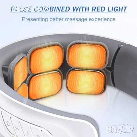 Смарт импулсен масажор за врат Smart Neck Massager H908 с 6 глави и загряващ ефект, снимка 7 - Масажори - 55738551