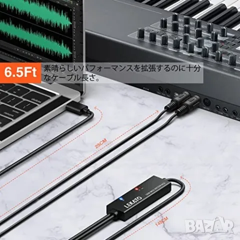 Неизползван USB-C MIDI интерфейс 2м LEKATO LUM-03, снимка 6 - Синтезатори - 48564824