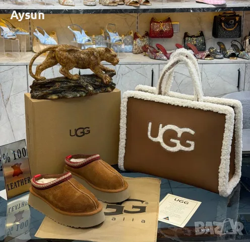 Естествена кожа боти UGG и чанта сет , снимка 3 - Дамски боти - 56164051