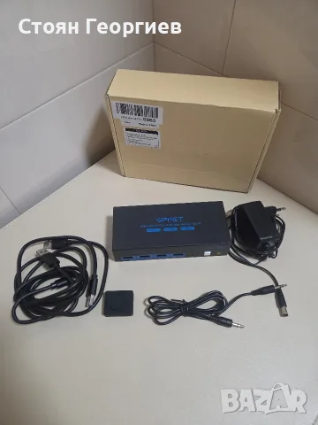 SW220 HDMI KVM превключвател с два монитора, 2 порта, 4K 60Hz, USB 3.0, KVM превключвател за 2