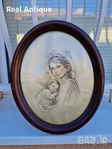 Чудесна италианска авторска картина върху коприна- Джузепе Тарантино , снимка 2 - Картини - 51470945