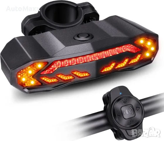 Интелигентна задна светлина с мигачи алрма и клаксон за велосипед