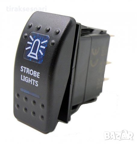 Копче/бутон за сигнални светлини с надпис STROBE LIGHTS за вграждане 12V - 24V