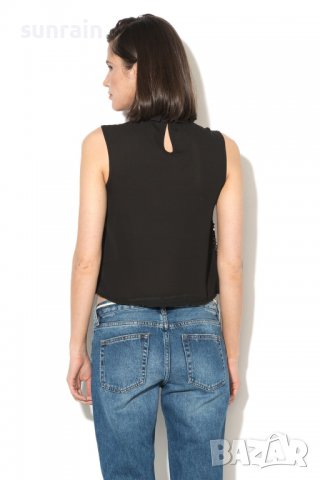 Tally Weijl - Топ с пайети и яка Peter Pan, Черен, S, снимка 2 - Потници - 38492252