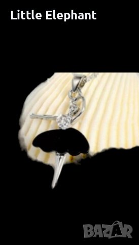 Сребърно колие с ланче"Балерина",black/ново, снимка 1