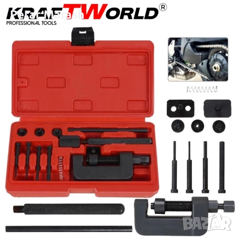 Комплект за разглобяване и занитване на вериги KraftWorld – универсален, #35–#630, снимка 4 - Други инструменти - 51452258