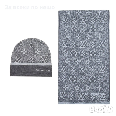 Louis Vuitton Комплект Зимен Шал И Зимна Шапка - Налични Различни Цветове Код SK438, снимка 7 - Шапки - 53027635