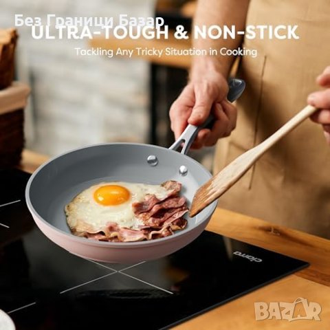 Нов Ергономичен Тиган за Готвене, Лесен за Почистване, 26cm розов, снимка 3 - Съдове за готвене - 44396138